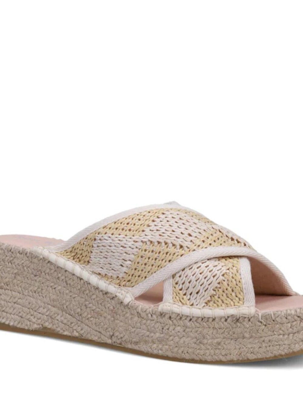 Ron White Jessa Ivory Wedge Slides - NIB -